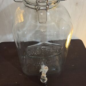 Glass Beverage Dispenser with Metal Spigot